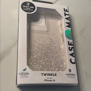 Case-Mate Twinkle iPhone 13 Case - Clear with Silver Glitter
